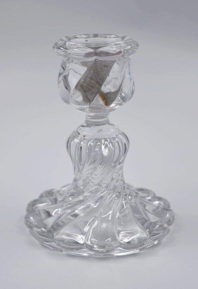 Baccarat: Bamboo-style crystal candlestick signed