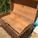 19th-century curved antique wooden chest