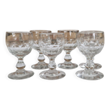 6 Small old bistro glasses for white wine or aperitif - thick glass