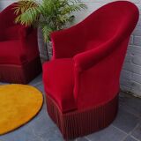 2 velvet toad armchairs