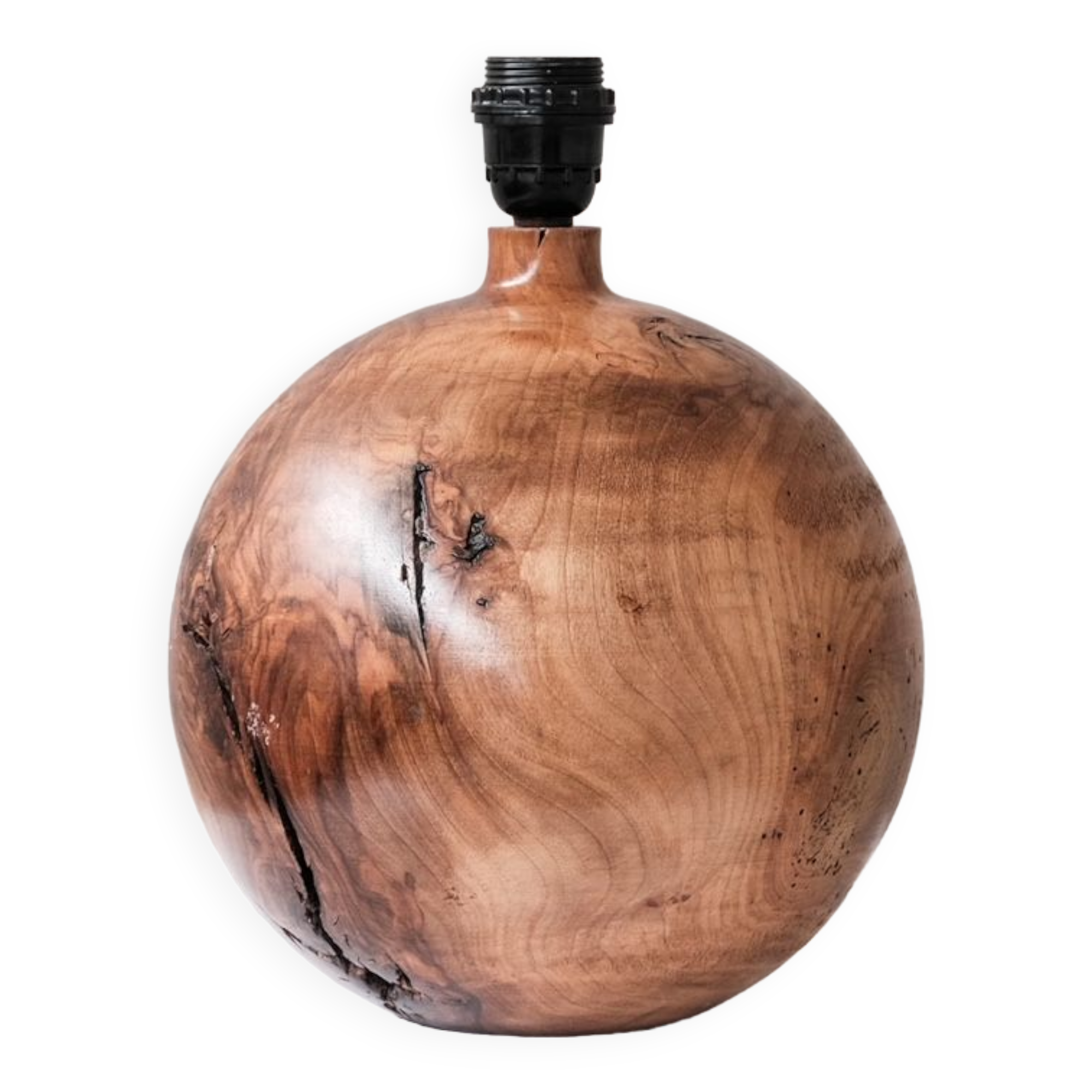 Wooden Mid-Century Circular French Table Lamp