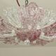Set of 2 charming vintage Murano glass ceiling lamps, pink