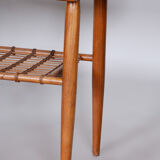 Table basse, cerisier, rotin, années 1950, Tchéquie
