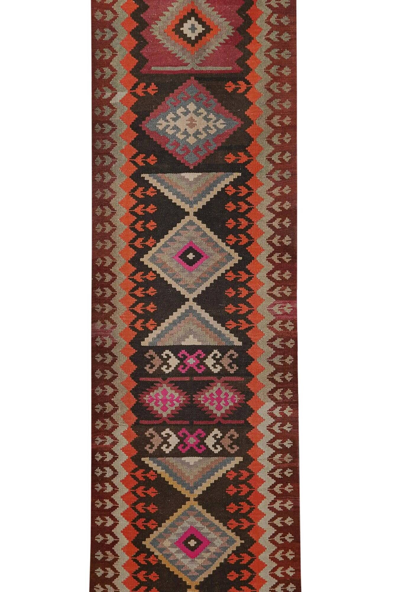 Vintage Turkish hallway rug 96x384 cm