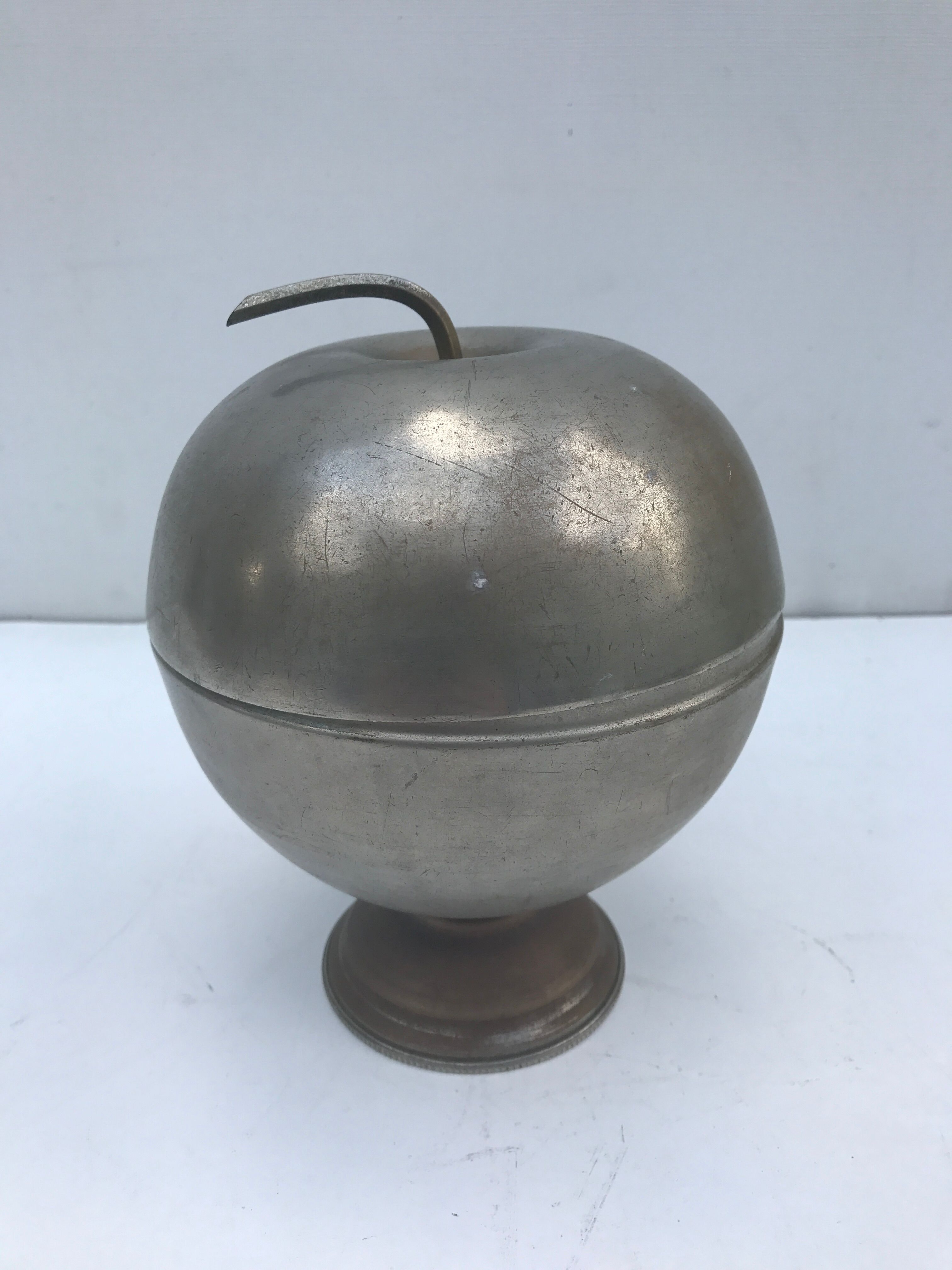 Old silver metal ice bucket Apple vintage #2