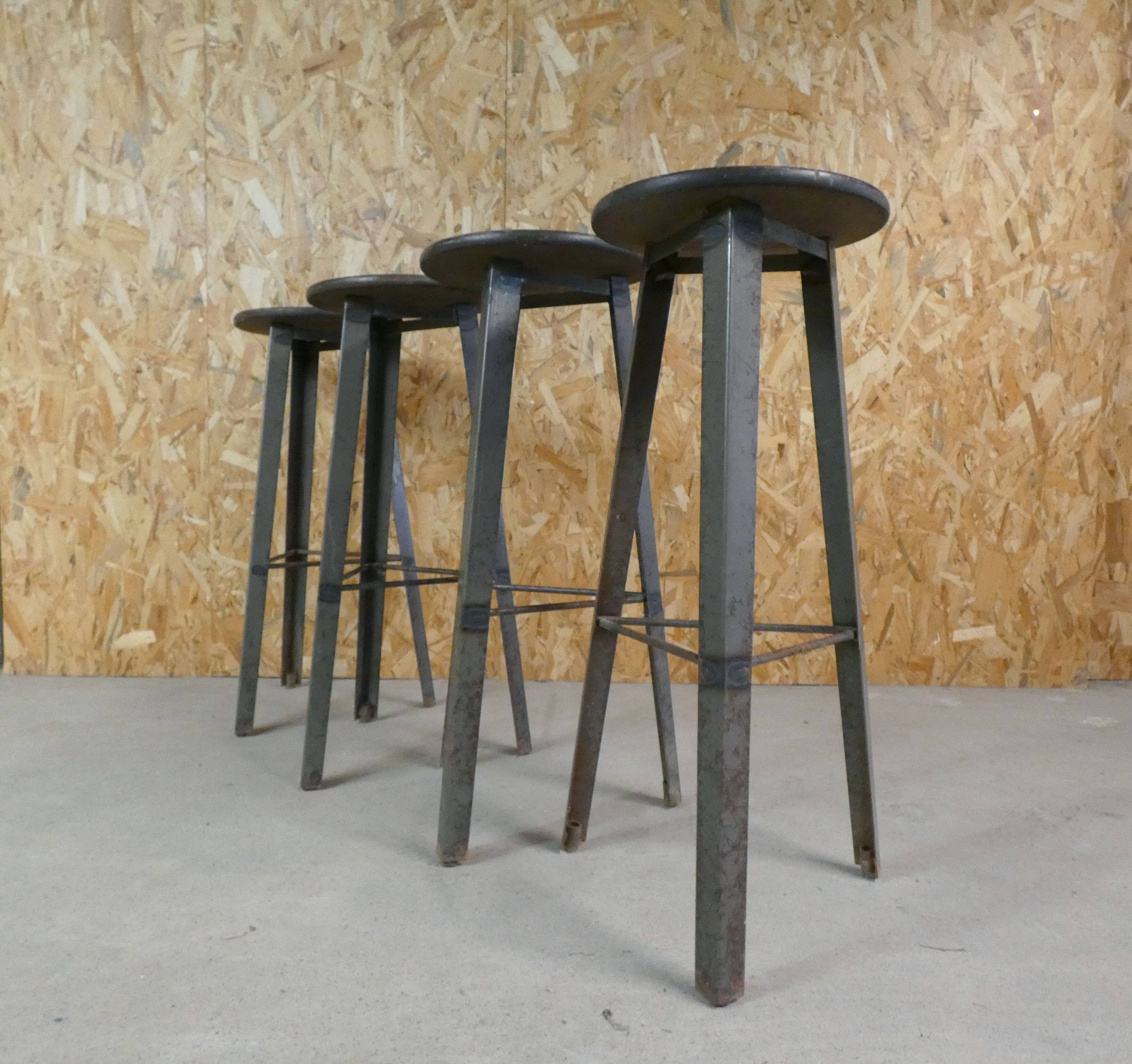 4 old vintage loft bistro stools