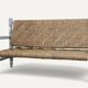 Vintage bench in braided rope and painted wood, 1950s-60s.