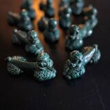 12 green ceramic cutlery holders