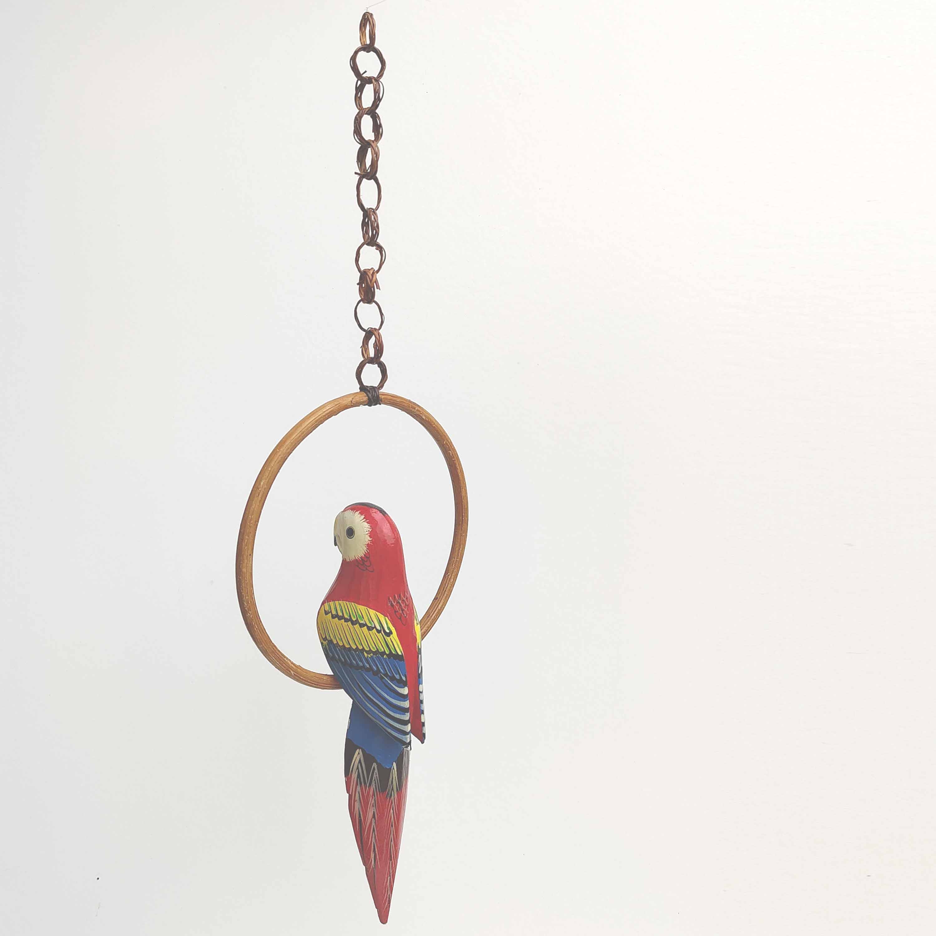Suspension parrot wood and rattan