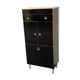 Commode coiffeuse des années 70 laqué noir et or