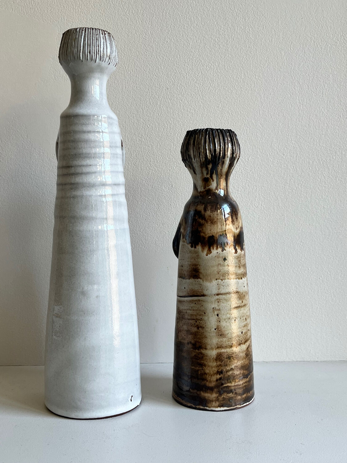 Pair of anthropomorphic soliflore vases by Jacques Pouchain
