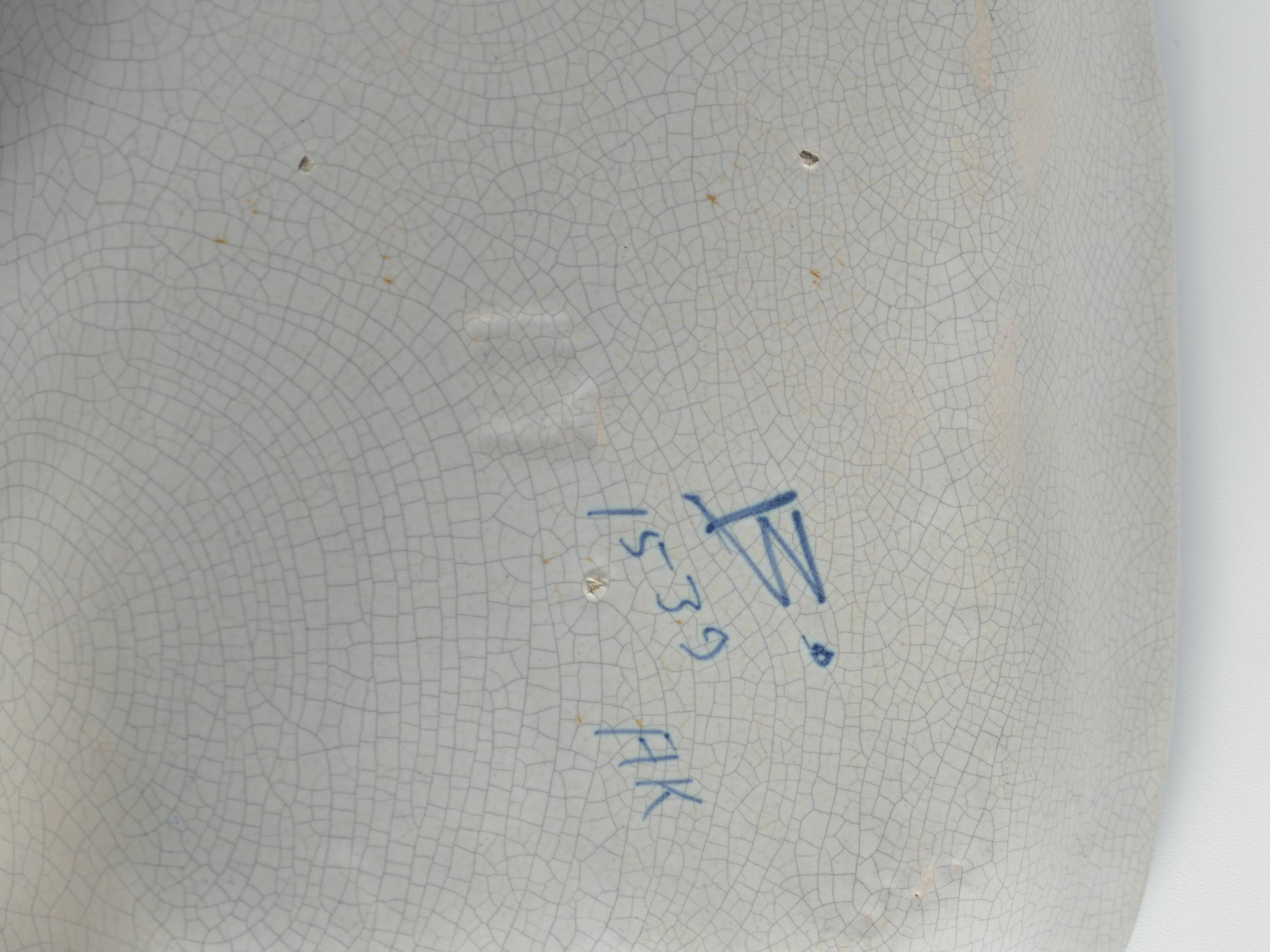 Art Deco French Blue Floral Decor Plate by Allan Eberling, Bo Fajans