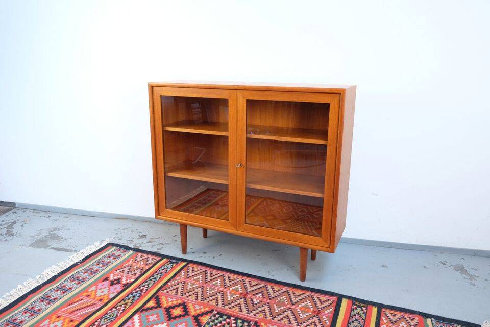 Commode vitrine WK style années 60, en teck, vintage rétro.