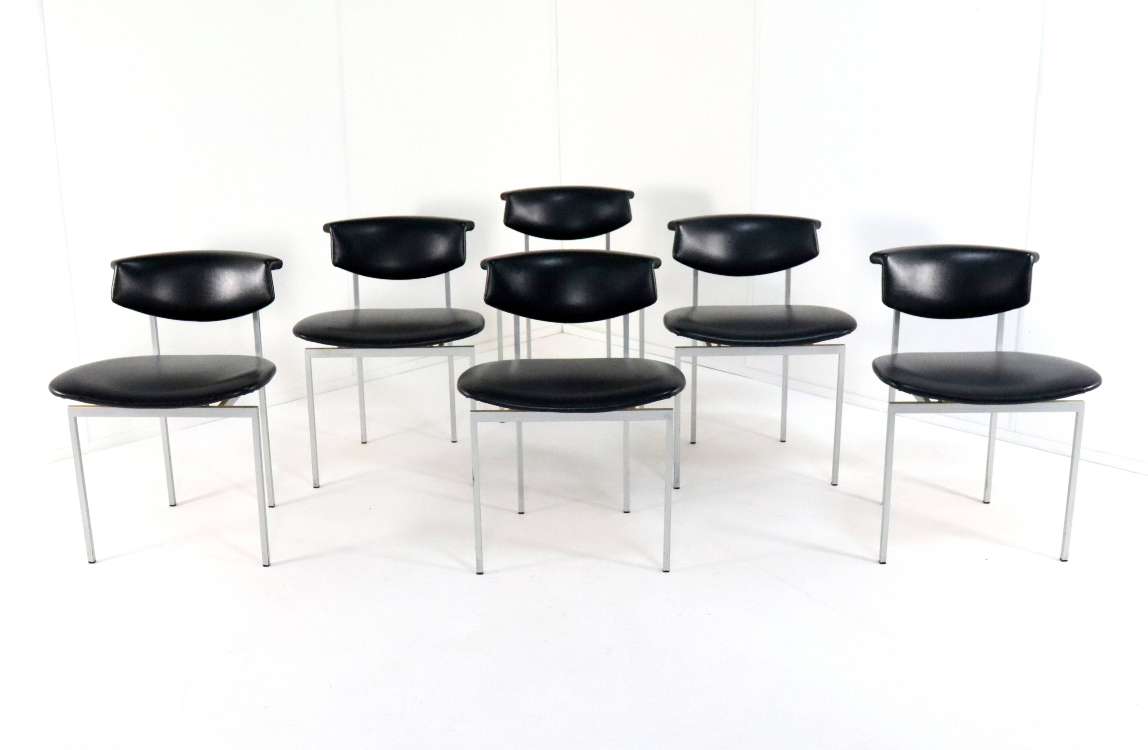 Set of 6 vintage Rudolf Wolf Meander Alpha 'Doorn' chairs