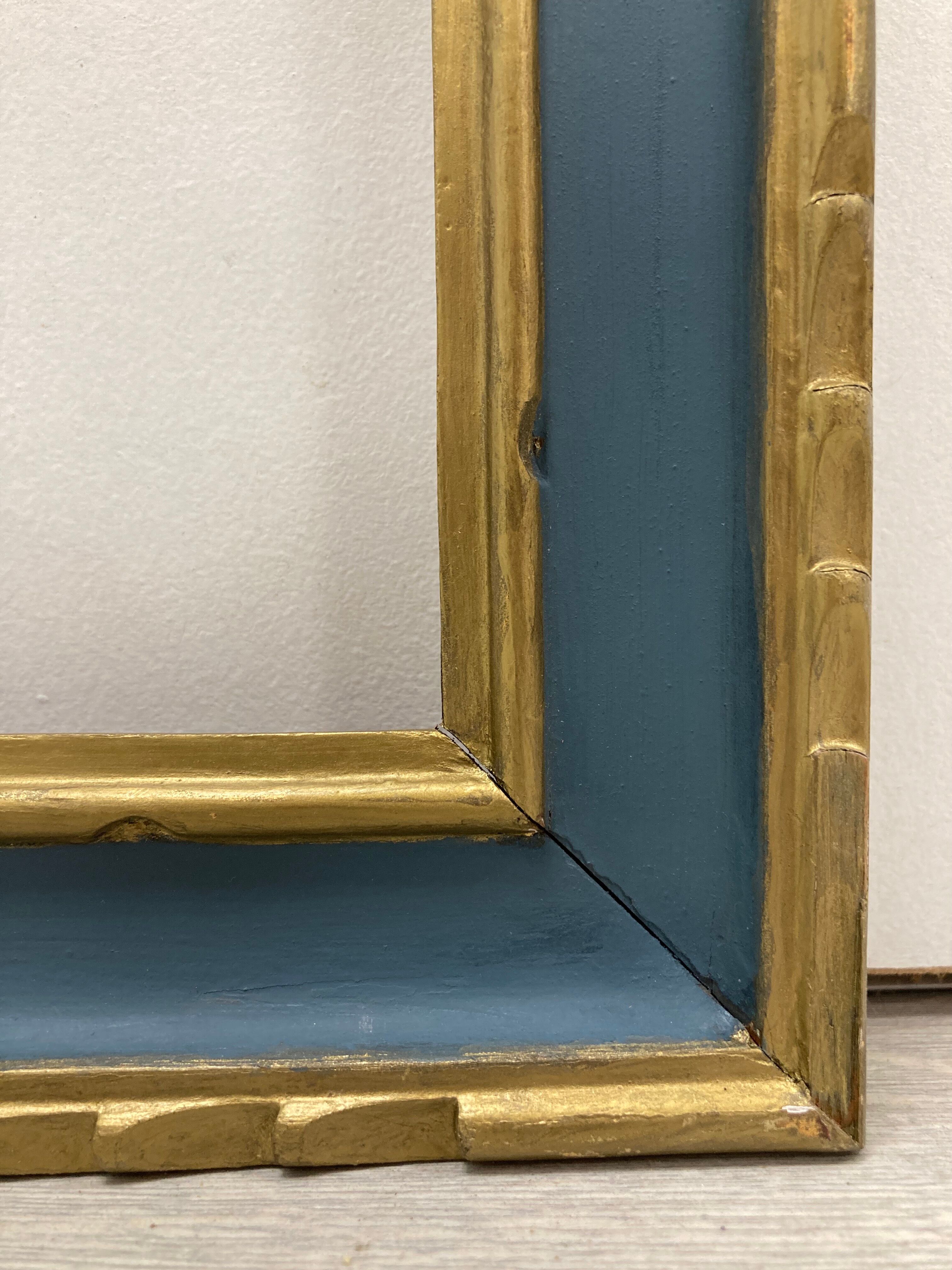 Cadre vintage bleu et or