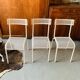 Series of 3 perforated metal chairs