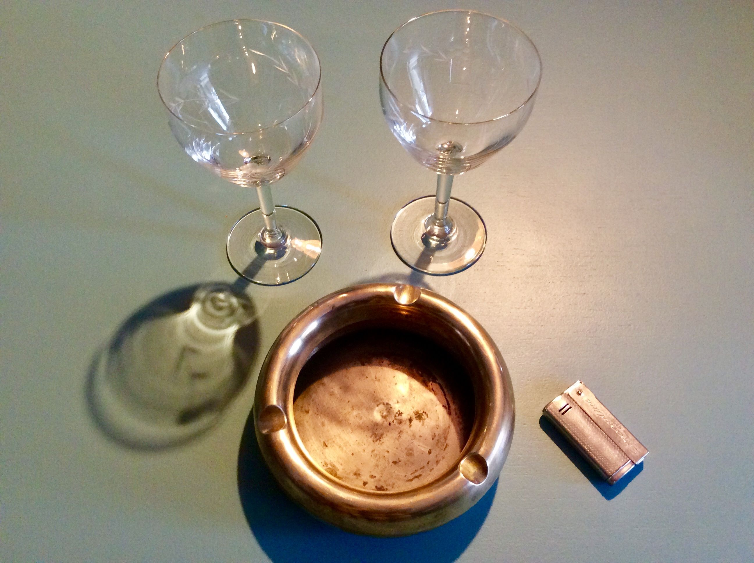 Vintage brass round ashtray