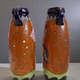 Pair of Art Deco Amphora Vases – Bohemia 1920s – Birds – 38 cm