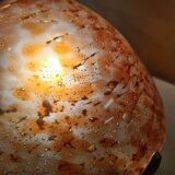 bronze lamp in Art Nouveau style from 1975 to 1985 with a high-quality glass shade