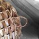 Large vintage woven wicker basket, cornucopia shape, to hang