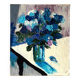 Contemporary still life with flowers, blue flowers, J. Heguy