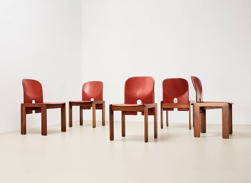 Tobia & Afra Scarpa Set of 5 Model 121 Dining Chairs for Cassina Italy 1965