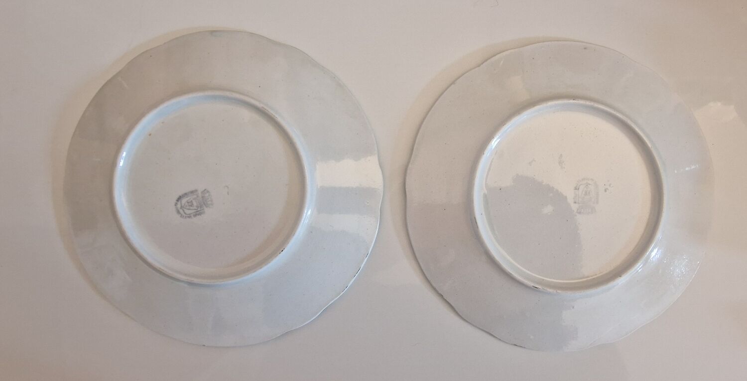 2 plates slip f.f pexonne in opaque porcelain