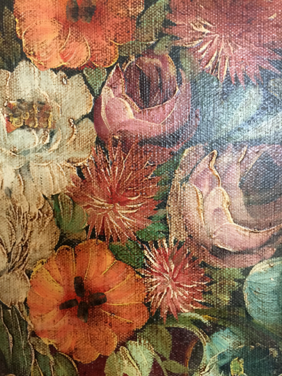 Oil on canvas flower bouquet