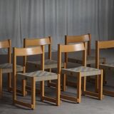 Hans J. Wegner, 'Koldinghus' chairs in beech with woven seat, set of 6, 1988
