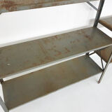 Large industrial metal and wooden wall unit, Attrb Gispen, The Netherlands 1950's