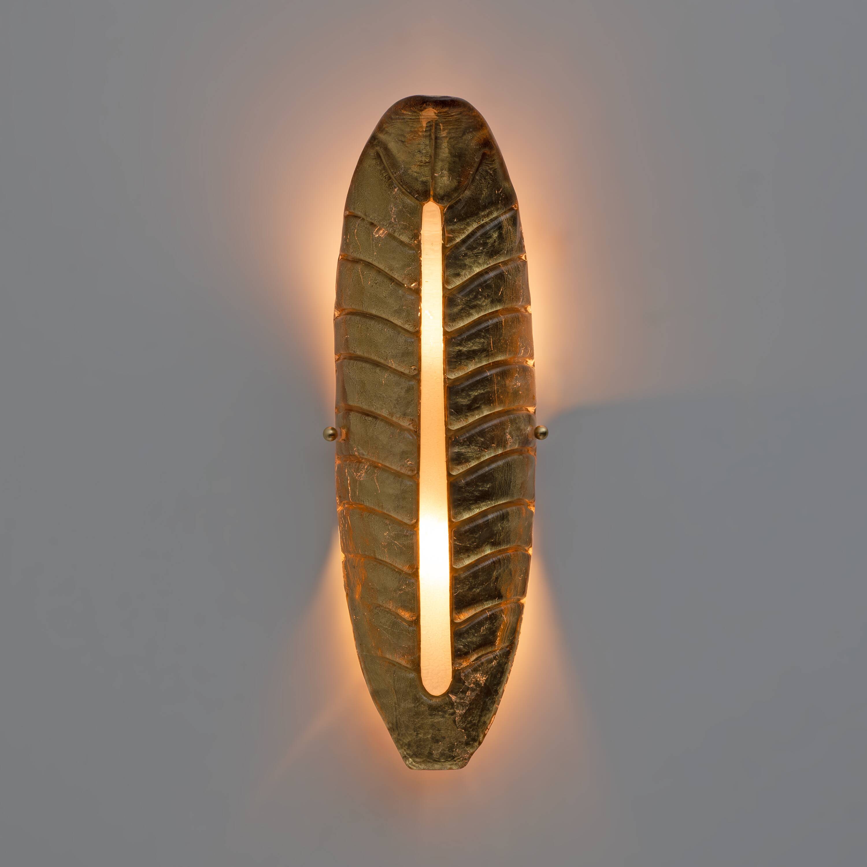 Pair of Modern Murano Glass Gold Leaf Sconces
