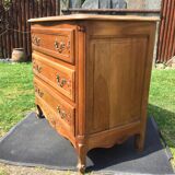 Commode vintage néo louis xv en noyer massif à 3 tiroirs
