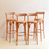 Series of 4 canned bar stools