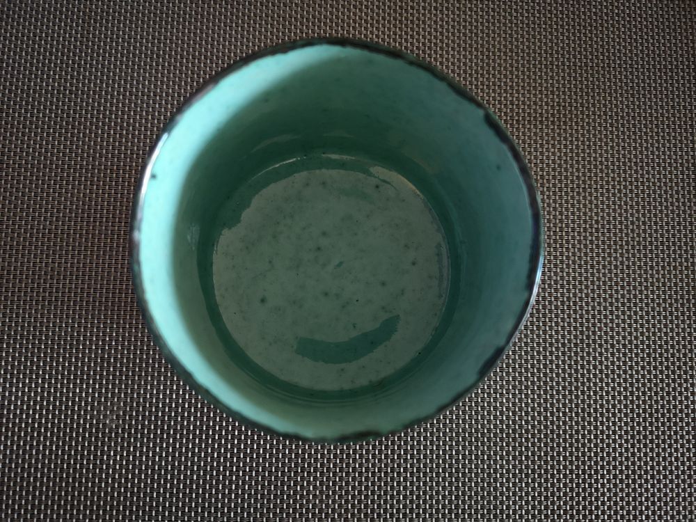 Celadon and black enamelled pot cover - 1960s