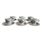 Six sarreguemines cups and saucers, obernai model