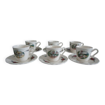 Six tasses et sous-tasses sarreguemines modèle obernai