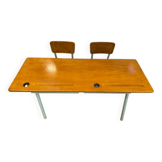 Old double school desk – wood and metal