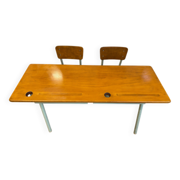 Old double school desk – wood and metal