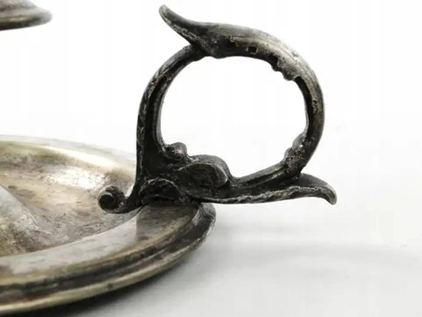 Eclectic chamberstick, silver-plated brass, Poland, early 20th century