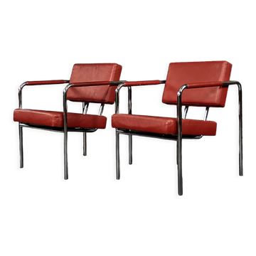 Scandinavian Bauhaus chrome armchairs