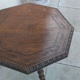 Antique wooden tripod side table with carved ball legs, 19th century