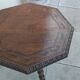 Ancienne table appoint tripode bois pieds boules XIX sculpté