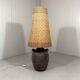 Large amphora floor lamp in pottery with a rattan shade from the 1960s.