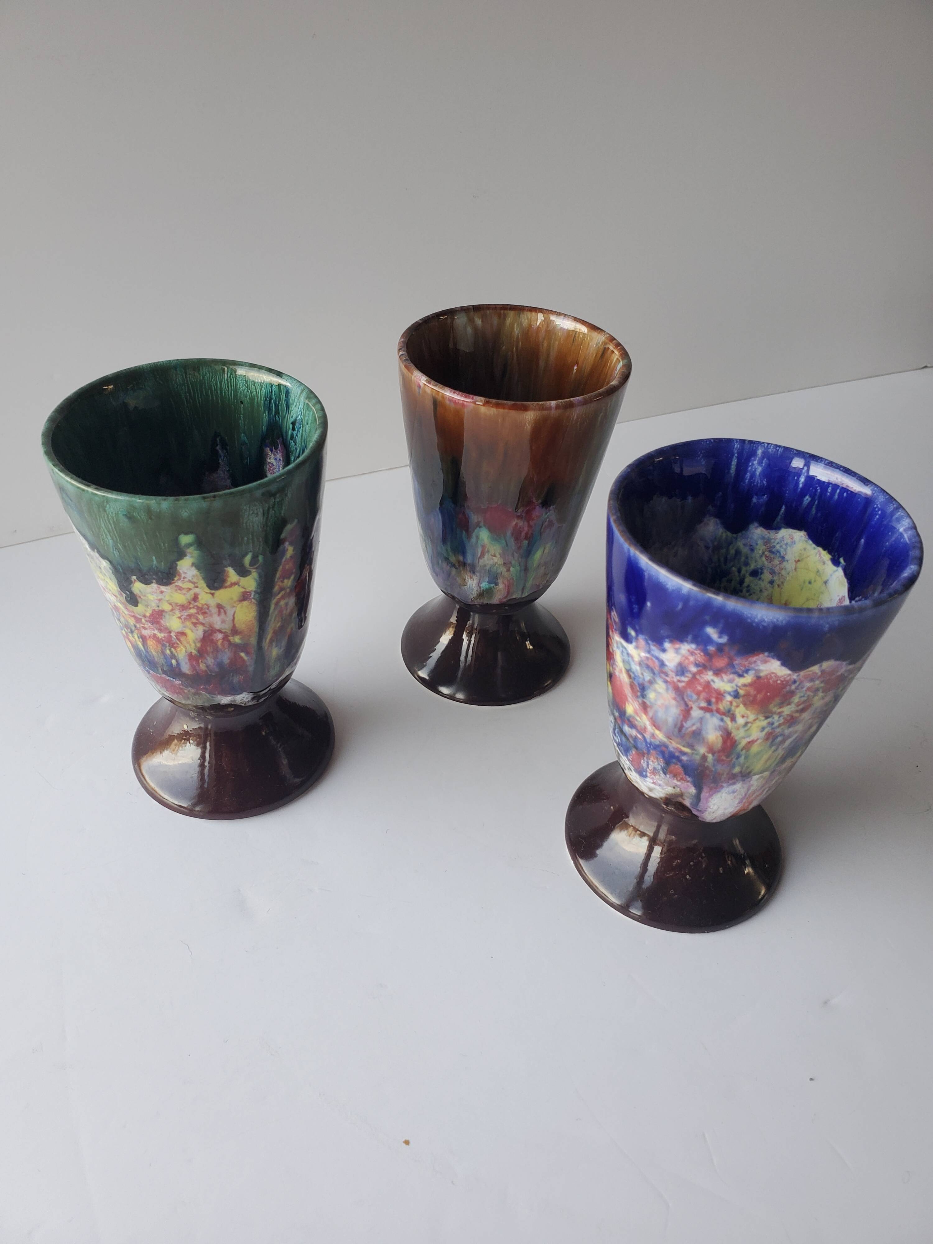 Lot De Mazagrans En Grès Sans Anse - Fabrication Chinoise - Tasses à Café Vintage