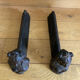 Pair of cast iron andirons from the 19th century, busts of women