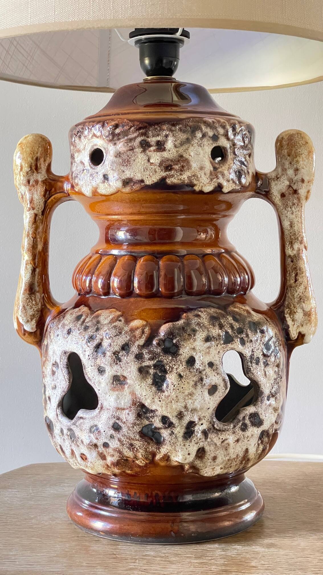 Lamp ceramic fat lava double lighting 70s