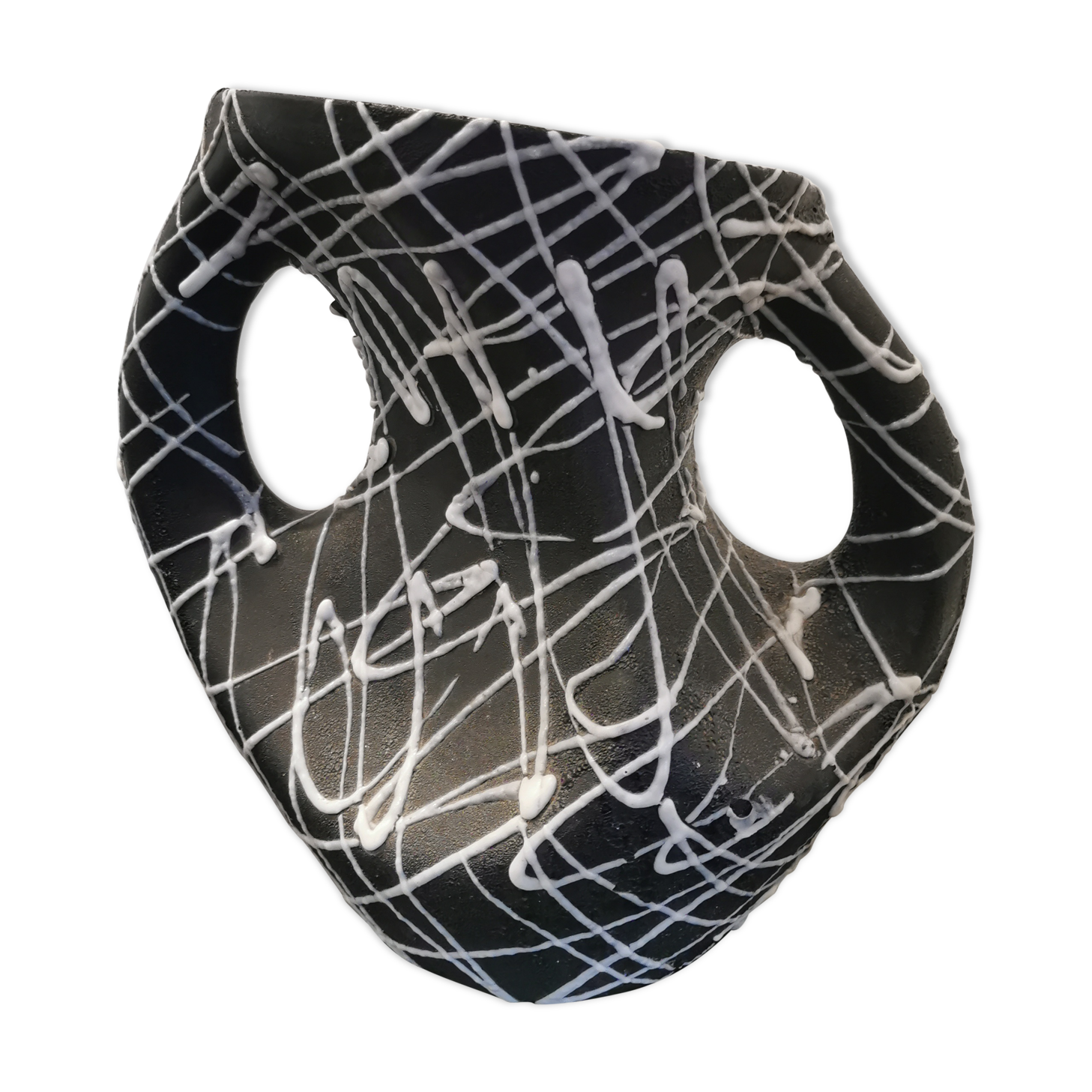 Vase two handles tricolor vallauris
