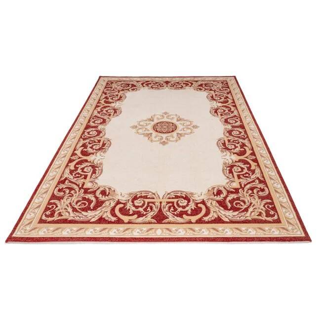 Red and beige oriental pattern rug AMAN in wool
