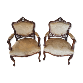 Paire de fauteuils style louis xv tardif