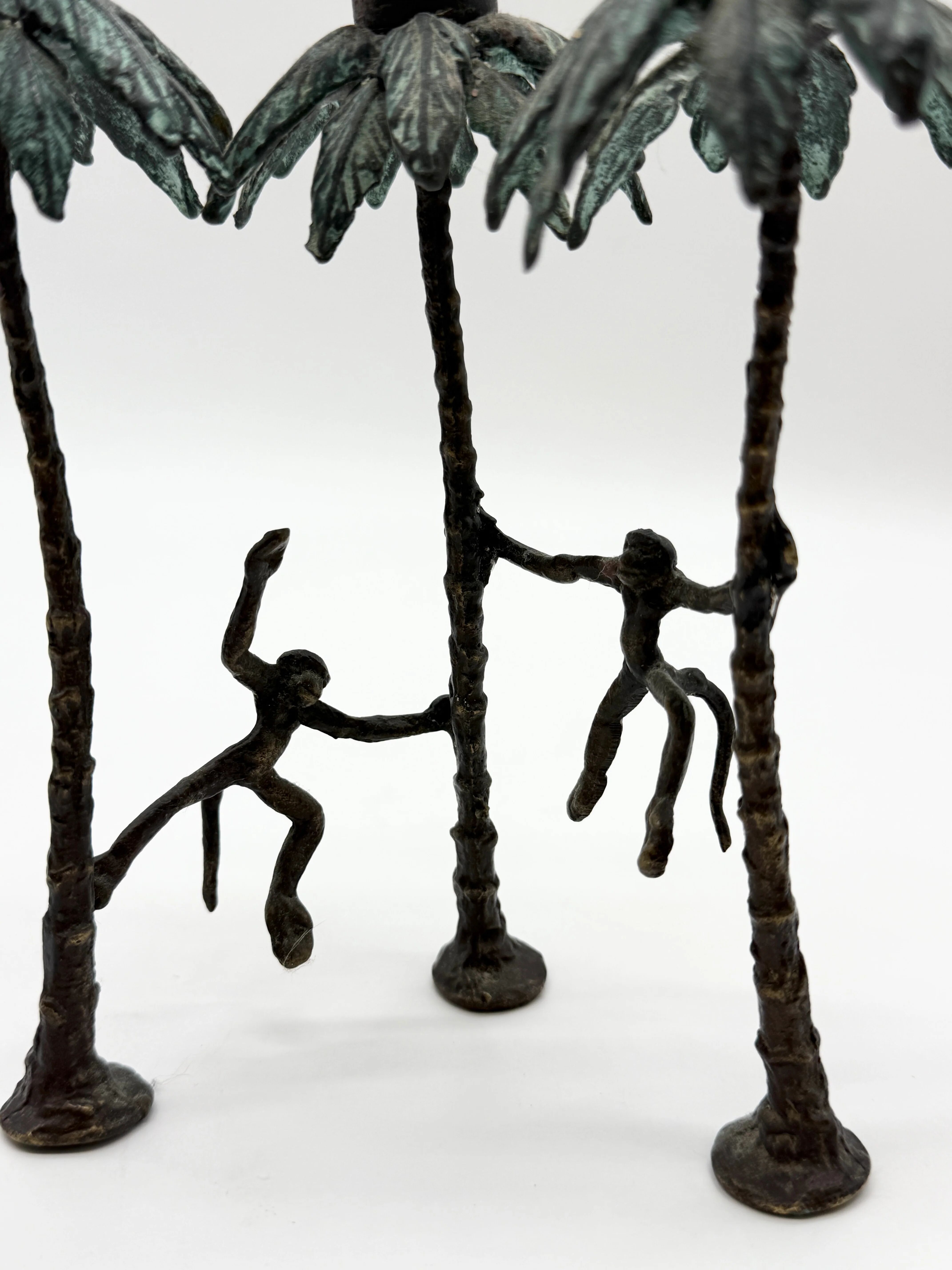 Chandelier "singe" en bronze patiné, 1970s